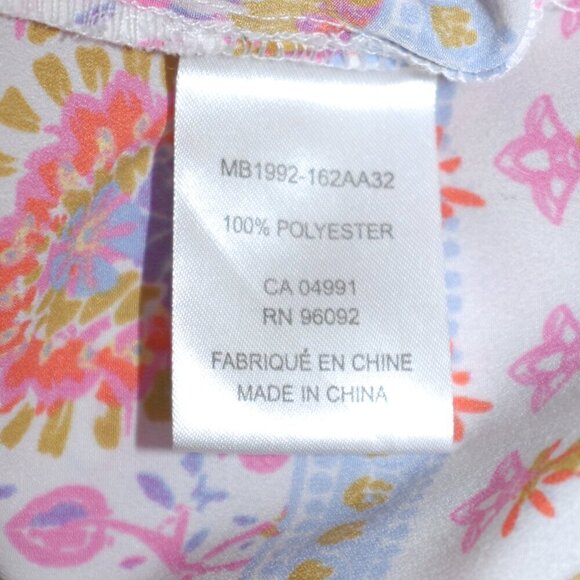 Dalia Womens Small BOHO Top Sleeveless Floral Shirt Oversized Hippie Flowy Pink - Picture 7 of 8